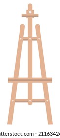 Vector drawing of wooden A-Frame easel for artist's studio in flat style. Collection of painting supplies. Art tool illustration.
