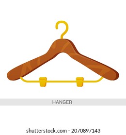 Vector drawing. Wooden hanger on a white background. Drawing for children and adults. For education and entertainment.