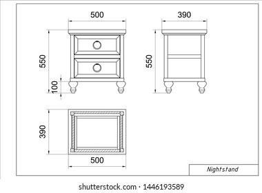 Vector drawing of wooden nightstand