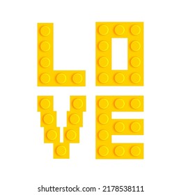 Vector drawing of the word Love in yellow designer letters