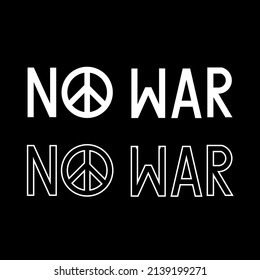 Vector drawing of the word "no war" color white