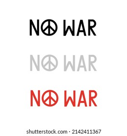 Vector drawing of the word "no war" color black gray red