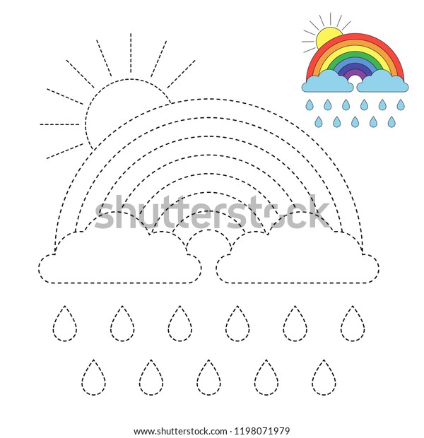 vector drawing worksheet preschool kids easy stock vector royalty free 1198071979