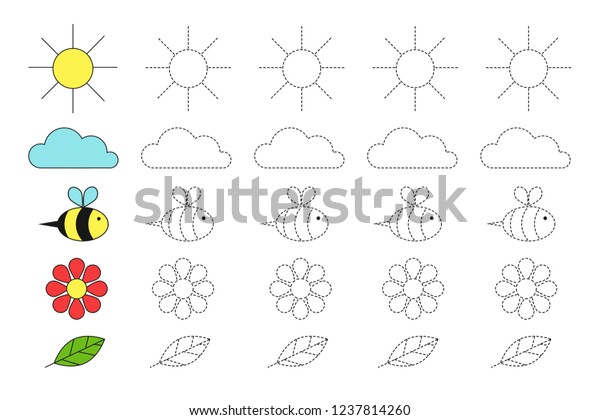 Vector Drawing Worksheet Preschool Kids Easy Stock Vector (Royalty Free) 1237814260