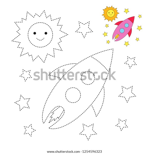 vector drawing worksheet preschool kids easy stock vector royalty free 1254596323 shutterstock