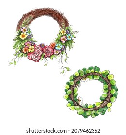 Vector drawing of a wreath on a white background