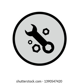 Vector drawing wrench with three nuts icon color black