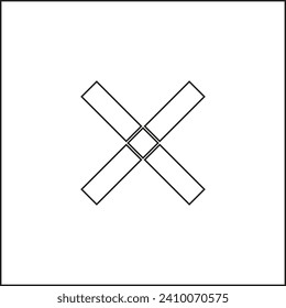 Vector drawing of X stripes, contour color black flat style