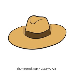 
vector drawing of a yellow hat with large brim