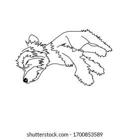 Vector drawing of a Yorkshire Terrier puppy. Sketch of the pose of a sleeping little dog