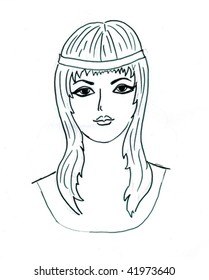 vector drawing of the young girl