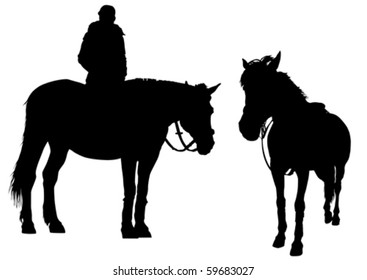 Vector drawing of a young girl on horseback