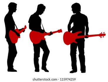 Vector drawing young man and guitarist