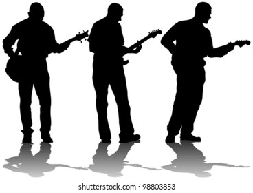 Vector drawing young man and guitarist