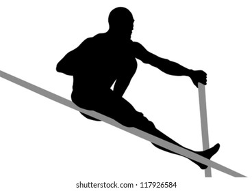 Vector drawing of a young man on a metal scaffolding