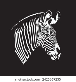 vector drawing of a zebra head in black background. suitable for logo, sign or symbol