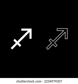 Vector drawing zodiac sign sagittarius, color white flat style