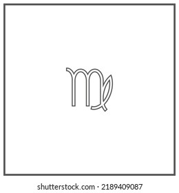 Vector drawing zodiac sign virgo, contour color gray flat style