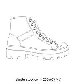 Vector de dibujos con vista lateral de las botas. Objetos aislados sobre un fondo blanco.