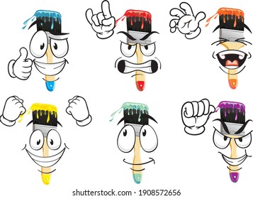 Vector drawings of brush mascot. Perfect for printing on T-shirts, posters, wall papers, wall murals, mugs, glasses, sun loungers, banners, roll-ups, exhibition walls and any other printing materials.