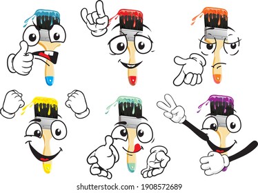 Vector drawings of brush mascot. Perfect for printing on T-shirts, posters, wall papers, wall murals, mugs, glasses, sun loungers, banners, roll-ups, exhibition walls and any other printing materials.