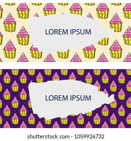 Vector drawings of candy, ice cream, candy, donuts, cupcake, macaroons and other sweets. Illustration in doodle style. Print for textile, banners, label and flyer