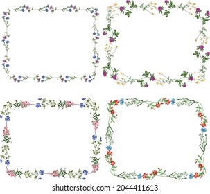 Vector drawings of decorative floral frames from various wildflowers