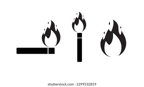dibujos vectoriales de cigarrillos de llama de fuego y fuego