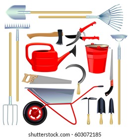 Vector drawings with garden tools