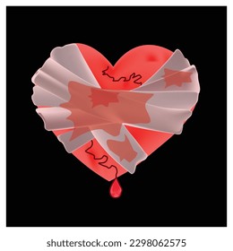 vector drawings of handmade broken hearts shape on a white isolated background, Romantic	