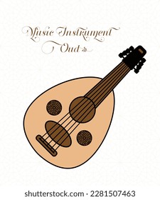 Vector drawings of the middle eastern musical instrument known as the oud. vector