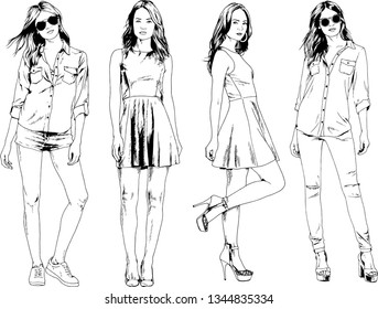 Vector Drawings On Theme Beautiful Slim Stock Vector (Royalty Free ...