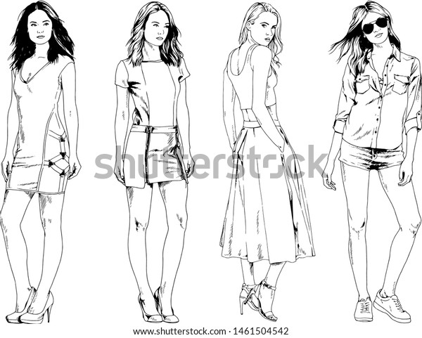 Vector Drawings On Theme Beautiful Slim Stock Vector Royalty Free