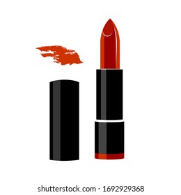 Vector drawings of red lipstick on a white background isolated. Vector flat illustrations.