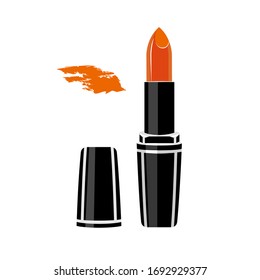 Vector drawings of red lipstick on a white background isolated. Vector flat illustrations.