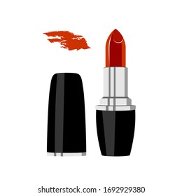 Vector drawings of red lipstick on a white background isolated. Vector flat illustrations.