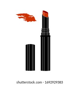 Vector drawings of red lipstick on a white background isolated. Vector flat illustrations.