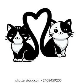 Vector drawings set of cute cats, vector