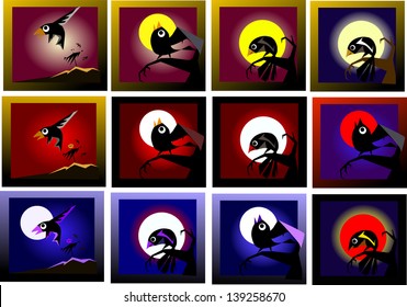 Vector drawings symbolizing the night of Halloween