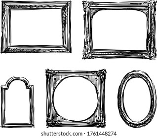 Vector drawings of various old wooden framing