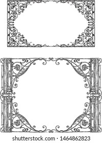 Vector drawings of vintage frames in the art nouveau style