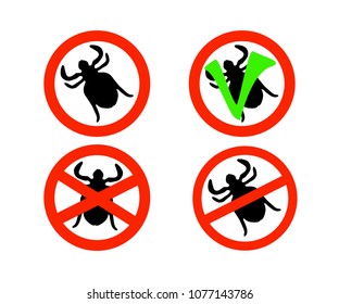 Vector drawings with a warning and protection symbol against ixodid parasites