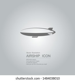 Vector drawn airship. The background is a gray gradient.