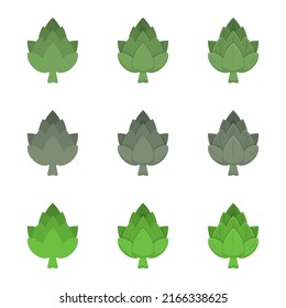 A vector drawn artichoke illustration with various colors and amount of details
