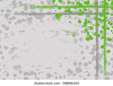 Vector drawn background with frame, border. Grunge template with splash, spray attrition, cracks. Old style vintage design. Graphic illustration. a4 size format, horizontal orientation.