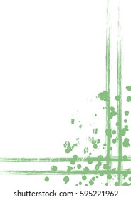 Vector drawn background with frame, border. Grunge template with splash, spray attrition, cracks. Old style vintage design. Graphic illustration. a4 size format, vertical orientation