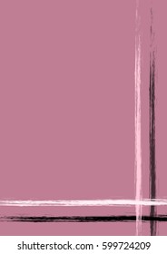 Vector drawn background with frame, border. Grunge pink template with lines. Old style vintage design. Graphic illustration. a4 size format, vertical orientation