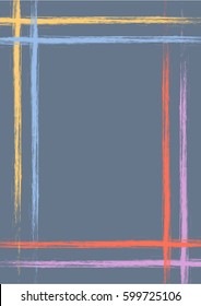 Vector drawn background with frame, border. Grunge pink template with lines. Old style vintage design. Graphic illustration. a4 size format, vertical orientation