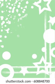 Vector drawn background with frame, border. Grunge template with geometric figures, splash, spray attrition, cracks Old style vintage design. Graphic illustration. a4 size format, vertical orientation