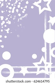 Vector drawn background with frame, border. Grunge template with geometric figures, splash, spray attrition, cracks Old style vintage design. Graphic illustration. a4 size format, vertical orientation